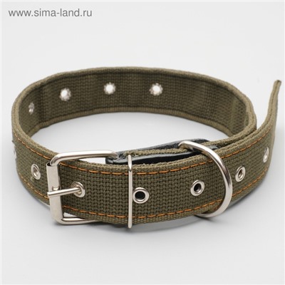 Ошейник брезентовый двухслойный, безразмерный, 72×3.5 см, ОШ 45-60 см, хаки