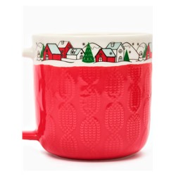 Кружка новогодняя керамическая «Новогодняя деревушка», 350 мл, ручная работа