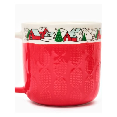 Кружка новогодняя керамическая «Новогодняя деревушка», 350 мл, ручная работа