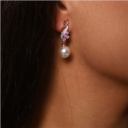 Серьги ювелирная бижутерия коллекция "Дубай" позолота, цвет камня: бледно-розовый, арт.947.331