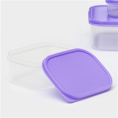 Набор контейнеров для хранения еды Доляна, 3 шт.: 150 мл, 500 мл, 1.2 л, пластик, сиреневый