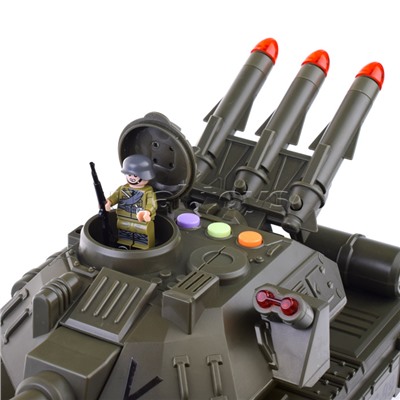 Танк XZ-697 с набором машин, на батарейках, в коробке