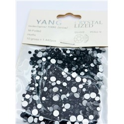 Nail Art Стразы для декора ногтей, микс (6#,8#,10#,12#,16#,20#), черный, 1440 шт./уп. 10054