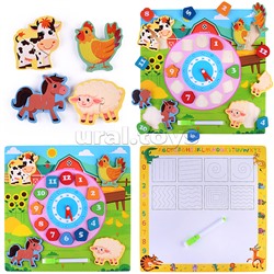 Пазл-вкладыш "Изучаем время. На ферме"