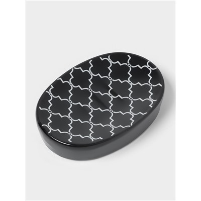 Набор аксессуаров для ванной комнаты Доляна «Марокко», 3 предмета, мыльница, дозатор для мыла, стакан, чёрный