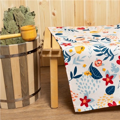 Простыня для бани «Цветочное поле» 150×180±5 см, 100% хлопок, вафельное полотно, 160 г/м²