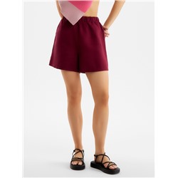 Шорты женские на резинке льняные MINAKU: Safari, бордовые, размер 42