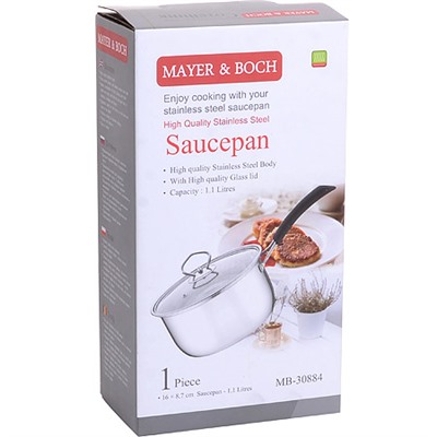 30884 Кастрюля-ковш с крышкой 1,1л нерж/ст MB(х24)