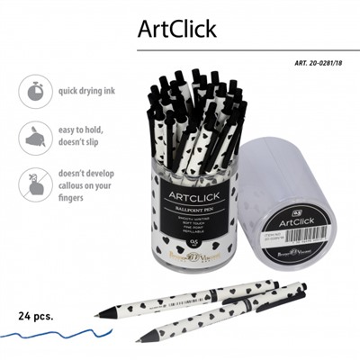 Ручка автоматическая шариковая 0.5мм "ArtClick. Сердечки" синяя 20-0281/18 Bruno Visconti