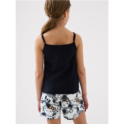 Комплект трикотажный для девочек: фуфайка (футболка), топ, шорты