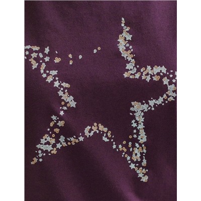 Нарядная футболка с блестящим принтом