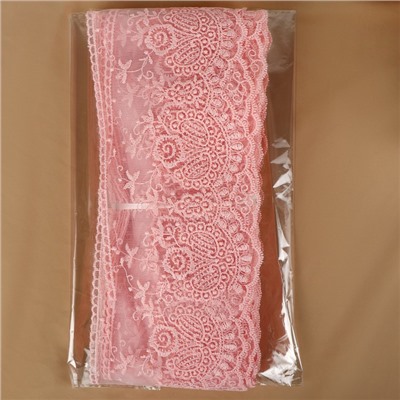 Кружево на сетке, 125 мм, 11±1 м, нежно-розовое