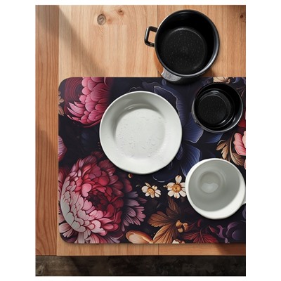 Коврик для дома Доляна Black Flowers, влаговпитывающий, 40×60 см