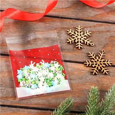 Пакет подарочный новогодний БОПП с липкой лентой, «С Рождеством», 10×10+3 см