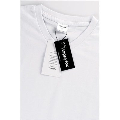 Мужская футболка больших размеров c V-вырезом Happyfox