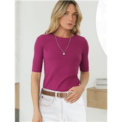 Футболка из трикотажа в широкий рубчик