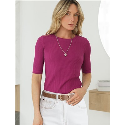 Футболка из трикотажа в широкий рубчик