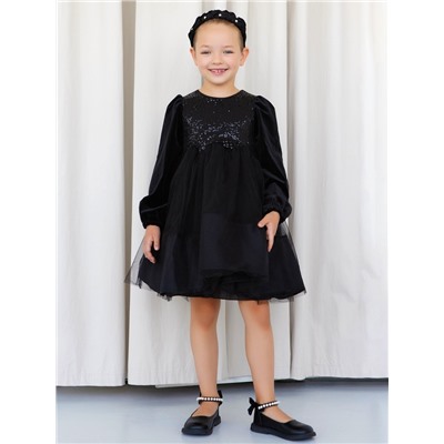 Платье нарядное для девочки KAFTAN, с пайетками, рост 110-116, чёрное