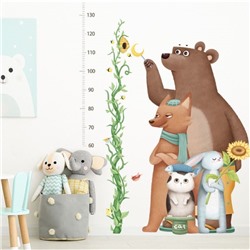 Наклейка пластик интерьерная цветная ростомер "Улей и зверята" набор 2 листа 30х90 см