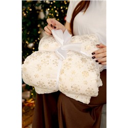 Плед покрывало Золотые снежинки блестящий велсофт