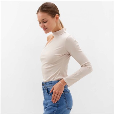 Лонгслив на одно плечо женский, кремовый, размер 44