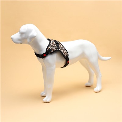 Шлейка К7, размер XL, ОГ 74-92 см, вес 28-47.5 кг, мягкая, светоотражающая, леопард