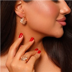 Комплект ювелирной бижутерии Дубайское золото, покрытие: позолота, серьги и кольцо 20 р, арт.314.017-20