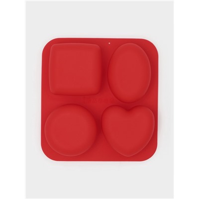 Форма для выпечки «Фигуры и сердце», 16×17 см, 4 ячейки (7×7 см), силикон, МИКС