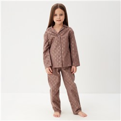 Пижама детская из фланели (рубашка, брюки) KAFTAN «Ананасы», рост 110-116 см, кофейная