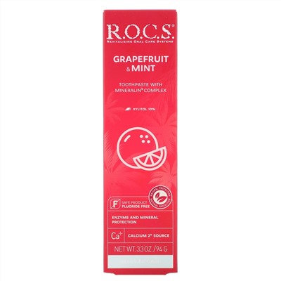R.O.C.S., зубная паста со вкусом грейпфрута и мяты, 94 г (3,3 унции)