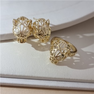 Комплект ювелирной бижутерии Итальянское золото (покрытие желтое 14к), серьги и кольцо 19 р, 313.455-19