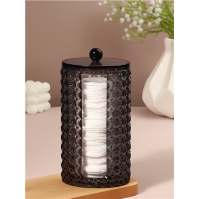 Органайзер для ватных дисков «Black Secret», с крышкой, 18×10×7.5 см, чёрный