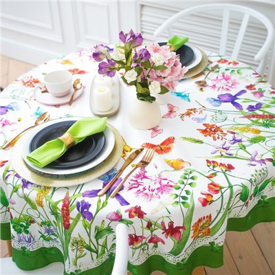 Скатерть «Этель. Луговые цветы» d=150 см, 100% хлопок, саржа 190 г/м²