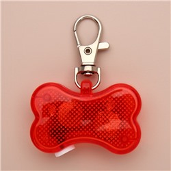 Маячок-адресник «Косточка» с наклейкой под записку 3 режима свечения красный