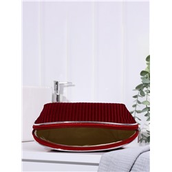 Косметичка на молнии женская, с подкладкой, вельветовая, бордовая