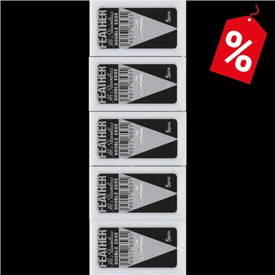 Лезвия для бритья классические двусторонние Feather Platinum Hi-Stainless 25шт. (5X5шт. =25 лезвий) (Pillar Box.)