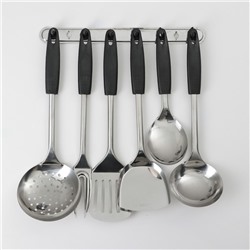 Набор кухонных принадлежностей «Ночь», 6 предметов, на подвесе, серебристый