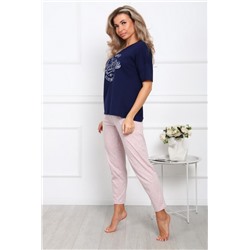 1018 Пижама (Синий, розовый меланж)
