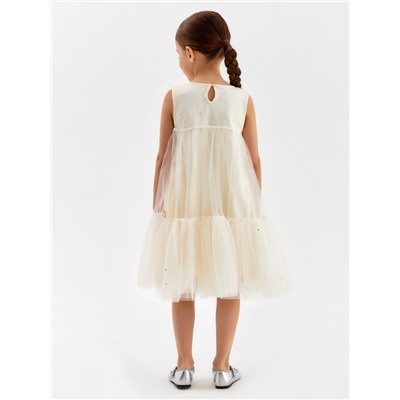 Платье нарядное для девочки MINAKU: PartyDress, рост 116-122 см, цвет молочный
