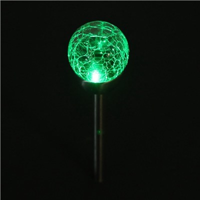 Садовый светильник на солнечной батарее «Стеклянный шар», 6×36.5×6 см, 1 LED, свечение мульти (RGB)