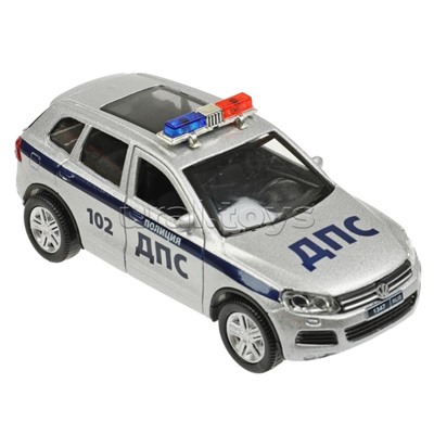 Машина металл свет-звук Volkswagen Touareg Полиция 12 см, (двер, багажник) инерц, в коробке