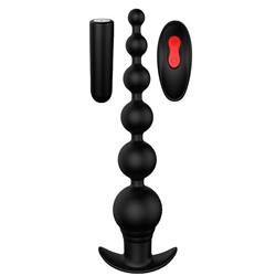 Черный анальный вибромассажер REMOTE GRADUATING BEADS - 20,7 см.