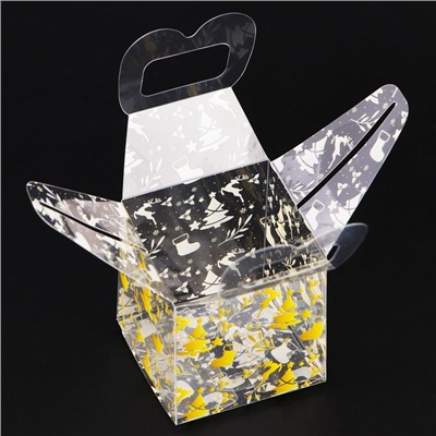 Коробка подарочная новогодняя складная ПВХ «Ёлочки» 5×5×5 см