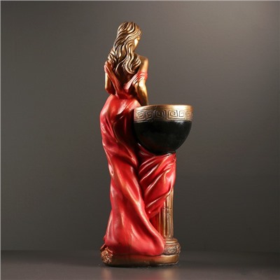 Фигура с кашпо «Девушка Дана», 23×31×81 см, гипс, цвет бронзовый, красный