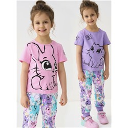 Фуфайка трикотажная для девочек (футболка), 2 шт в комплекте