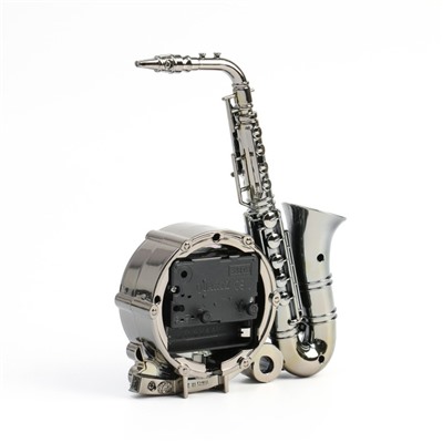 Часы - будильник настольные «Саксофон», дискретный ход, d=6.5 см, 18.5×15 см, от батареек АА