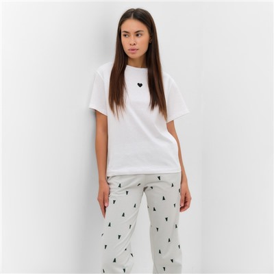 Пижама новогодняя женская (футболка, брюки) KAFTAN «Елки», размер 52-54