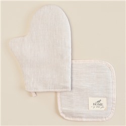 Набор кухонный SL HOME Gloomy: варежка 20×28 см, прихватка 19×19 см, лён 100%,180 г/м²