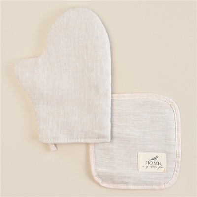 Набор кухонный SL HOME Gloomy: варежка 20×28 см, прихватка 19×19 см, лён 100%,180 г/м²