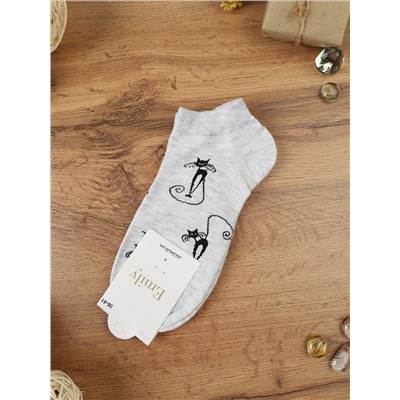 Носки р. 35-40 Кошка короткие / L804 /уп 10/1200/ ОДНА ПАРА/ МАРКА